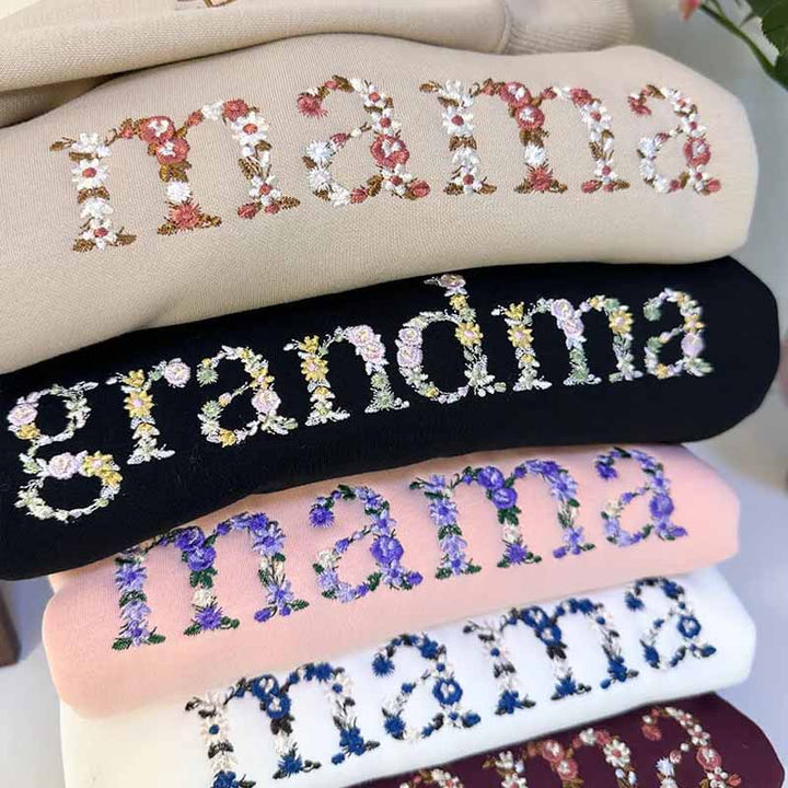 Everbloom - Gesticktes Mama-Sweatshirt mit Blumenmuster für Mama & Oma