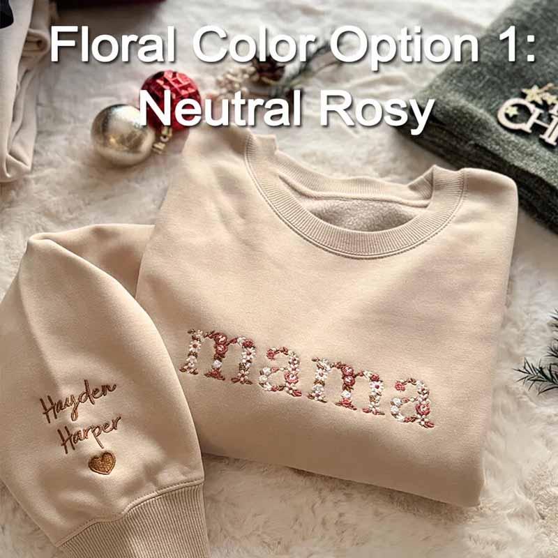Everbloom - Gesticktes Mama-Sweatshirt mit Blumenmuster für Mama & Oma