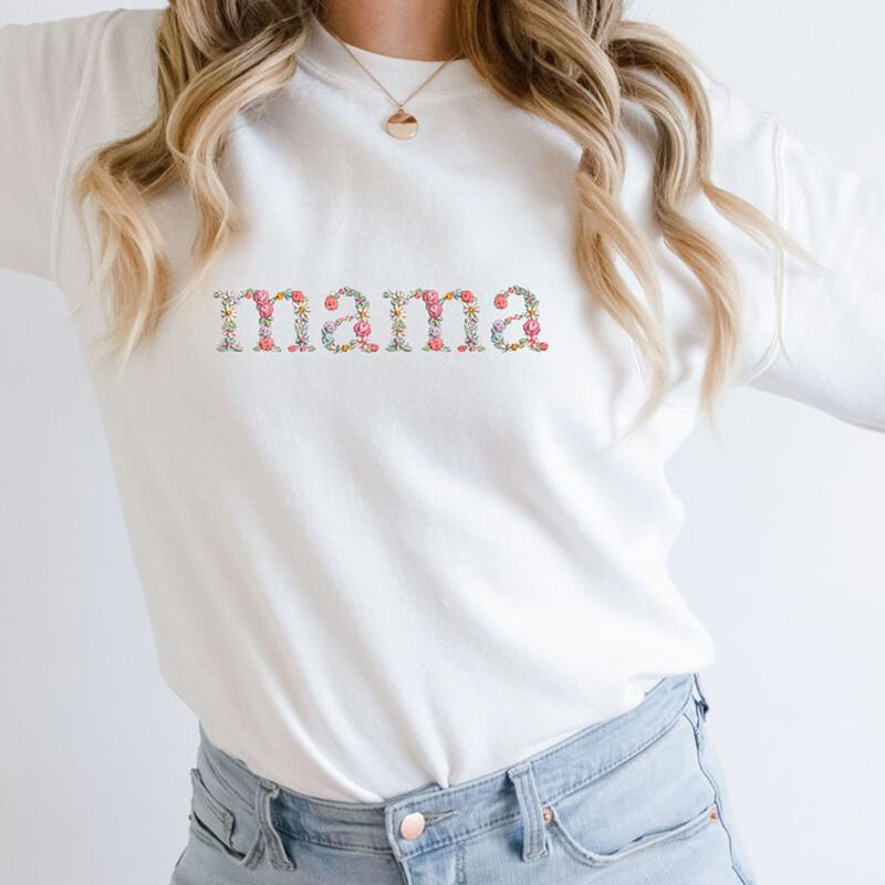 Everbloom - Gesticktes Mama-Sweatshirt mit Blumenmuster für Mama & Oma