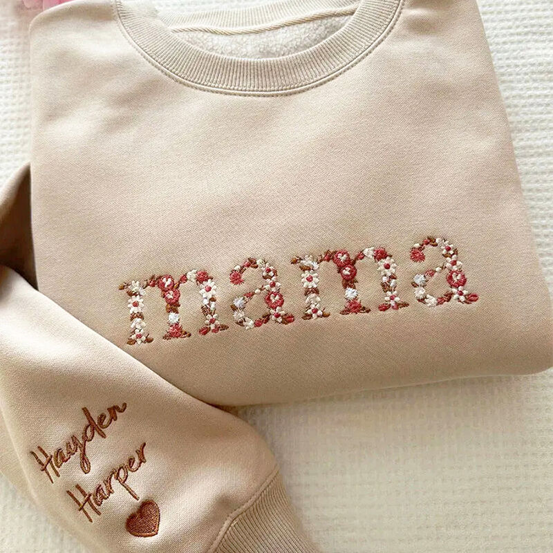 Everbloom - Gesticktes Mama-Sweatshirt mit Blumenmuster für Mama & Oma