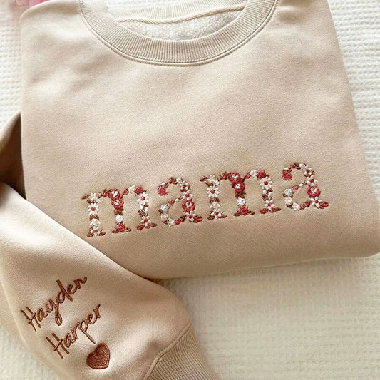 Everbloom - Gesticktes Mama-Sweatshirt mit Blumenmuster für Mama & Oma